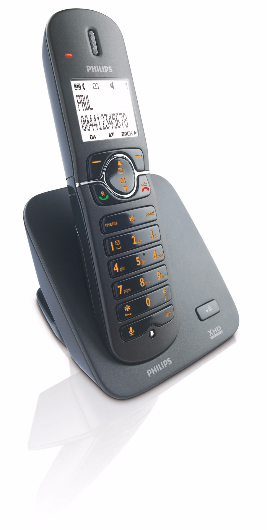 TELEFONO INALAMBRICO PHILIPS, Superior Calidad de  Sonido con una perfecta nitidez (XHD), Agenda para  200 contactos
Manos Libres, Pantalla (de alta res olucion Y Grafico completo). Teclado retroiluminad os. Polifonico. Alarmas: Reloj despertador. Gestio 
