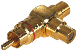 ADAPTADOR RCA M -2RCA H ROJO METAL