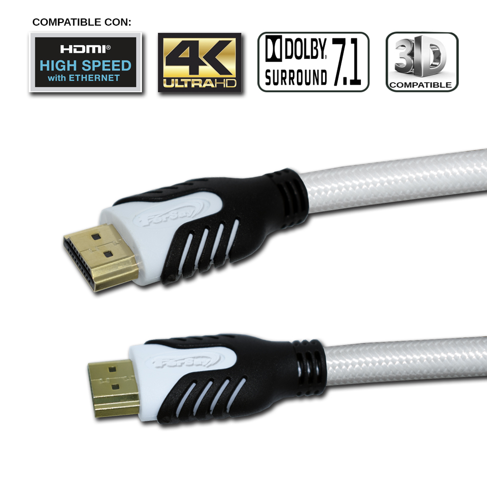 Cable Hdmi 19 pines Ethernet 4K blanco - FERSAYHDMIB - FERSAY