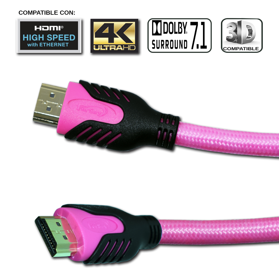Cable Hdmi 19 pin 4K Ethernet rosa - FERSAYHDMIRS - FERSAY