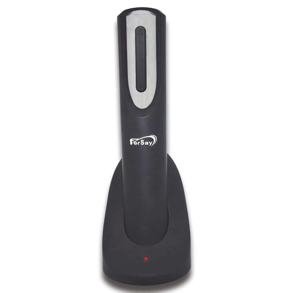 SACACORCHOS ELECTRICO FERSAY. ABRIDOR RECARGABLE D E BOTELLAS DE VINO, SIN CABLES. DESCAPSULADOR Y BA SE DE RECARGA INCLUIDOS. PARA TODO TIPO DE BOTELLA S DE VINO