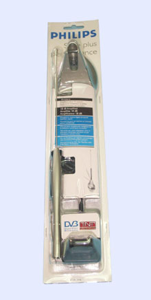 ANTENA INTERIOR AMPLIFICADA  TV 18DB, PLATA, PARA  TDT    