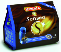 CAFE MARCILLA SENSEO DESCAFEINADO INTENSO, 18 MONO DOSIS, 125G (CREMOSO Y CON CUERPO)