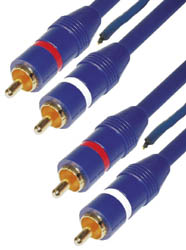 CABLE 2RCA MACHO - 2RCA MACHO 1,5M DORADO 5MM AZUL - EA3CG - TRANSMEDIA