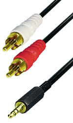 Cable con conector de 2 RCA Macho 3,5 a Jack. Stereo  - EA49G - TRANSMEDIA