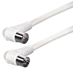 Cable antena IEC macho acodado - hembra acodado blanco - EFK1ZW - TRANSMEDIA