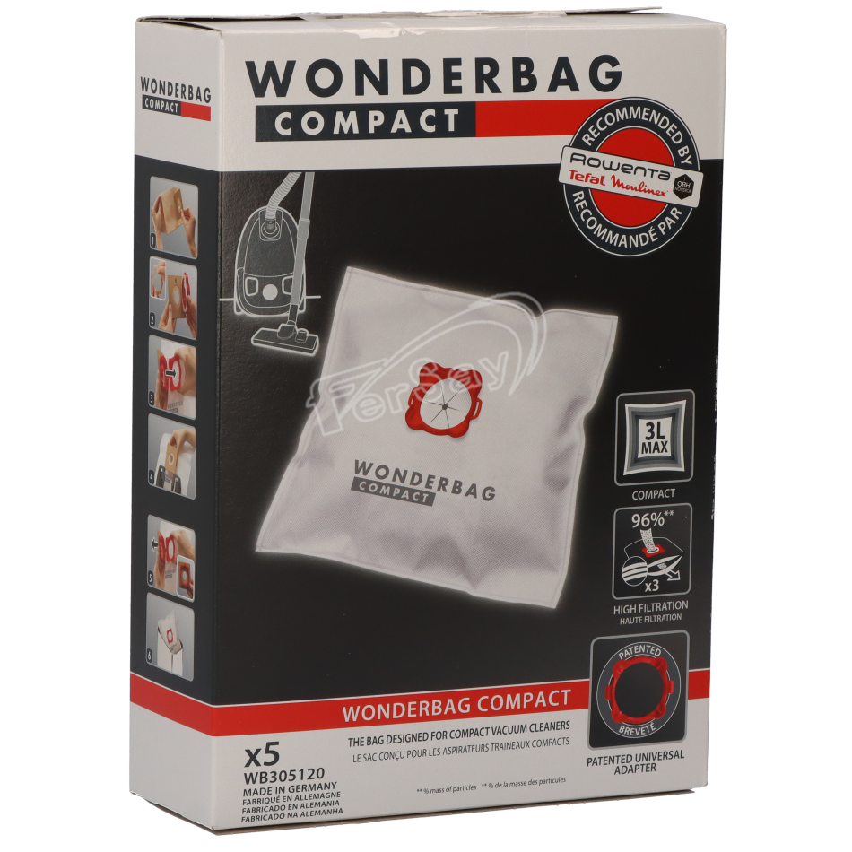 Bolsa aspirador Wonderbag Compact 5 bolsas - F907 - GRUPO SEB