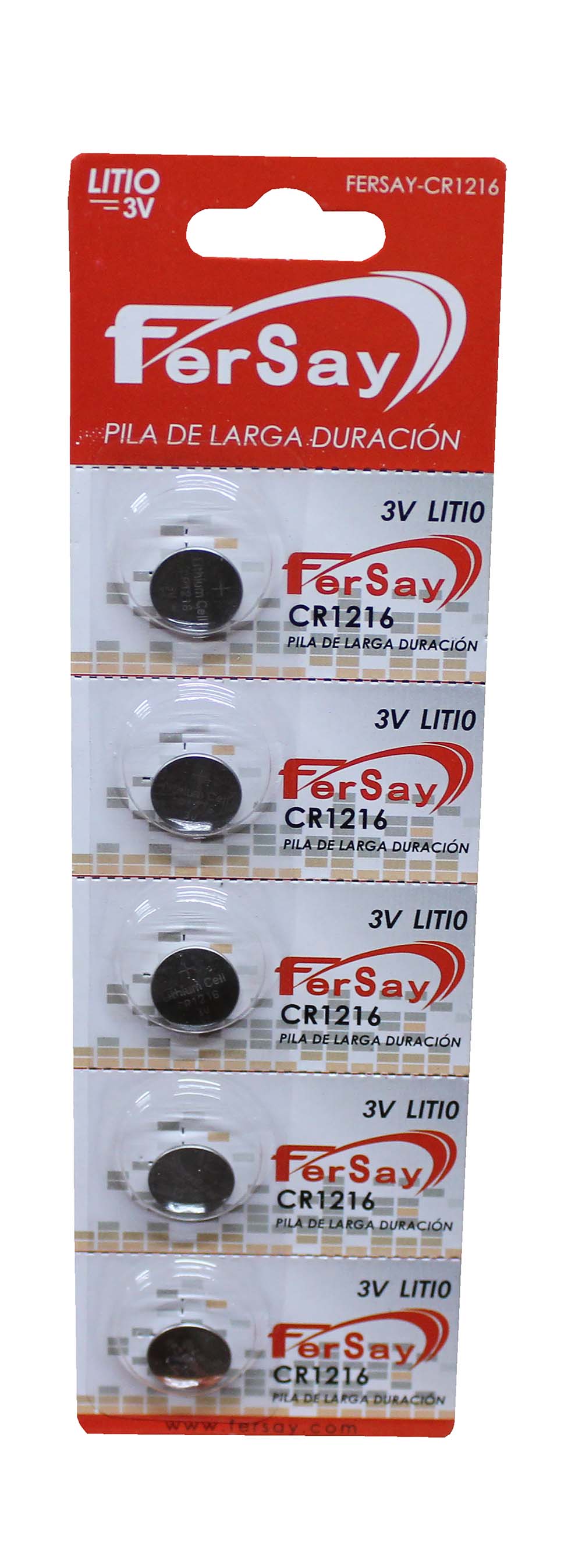 Pila litio botón formato CR1216 Fersay, 5 unidades. - FERSAYCR1216 - FERSAY