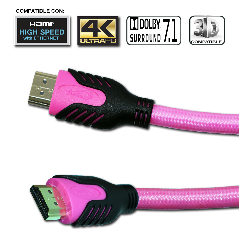 Cable Hdmi 19 pines 4K Ethernet rosa - FERSAYHDMIRS - FERSAY