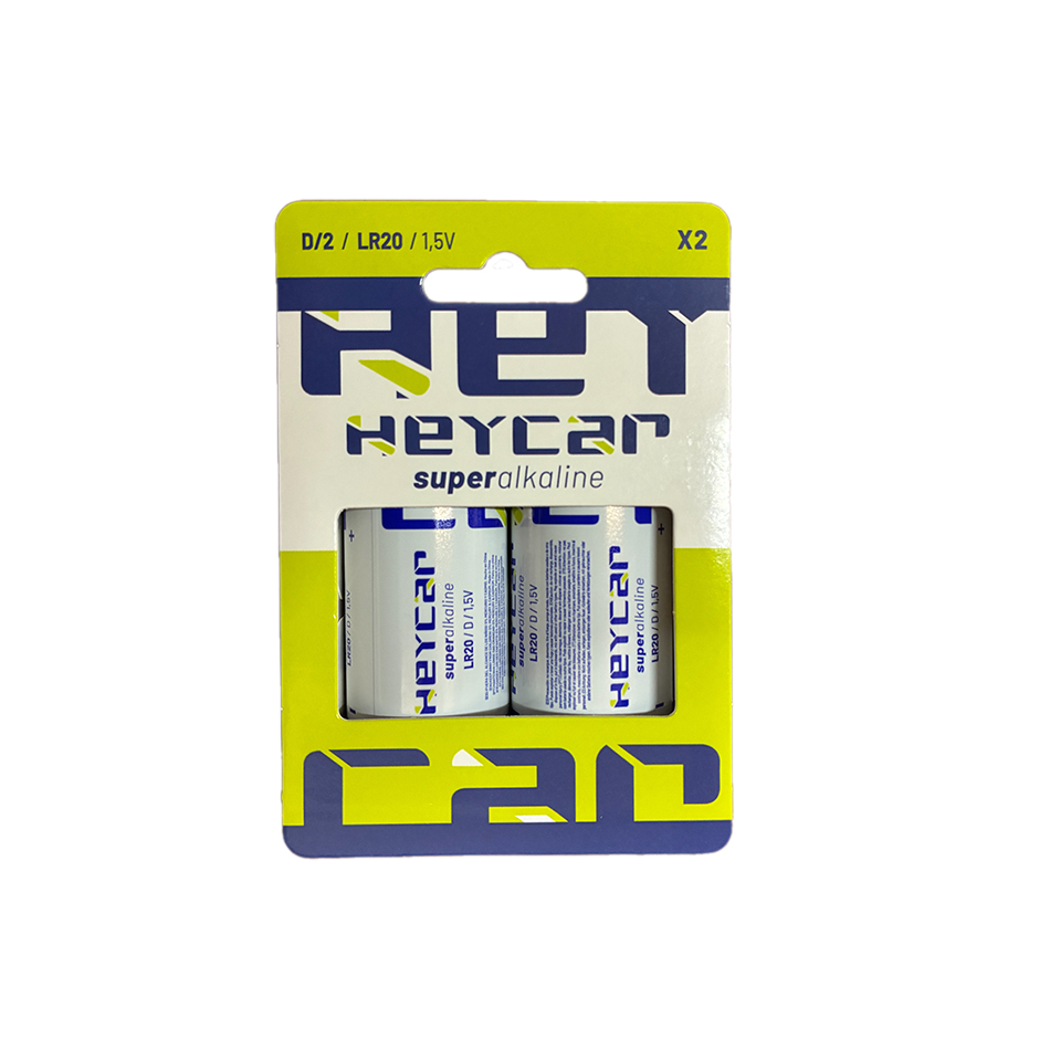 Blister con 2 pilas marca HEYCAR, modelo: LR20, - HLR20 - FERSAY