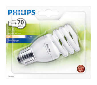 Bombilla espiral bajo consumo 15W E27 fria - PHCFLTORNAD15WE27F - PHILIPS